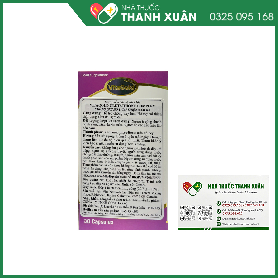 Glutathione Complex viên uống hỗ trợ chống oxy hóa, cải thiện tình trạng nám da, sạm da